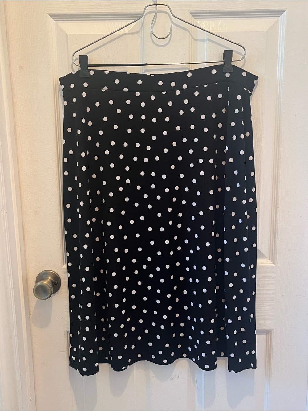 Kasper Polka Dot Stretch A Line Skirt, Sz XL